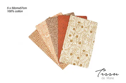 Tissu de Marie Fat Quarter Öken 50x57cm - 5 st