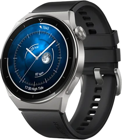Huawei Watch GT 3 Pro 46mm Active - Titanium Case with Black Fluoroelastomer Strap